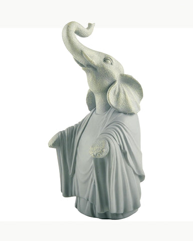 Zen Buddha Elephant Open Arms Blessing Garden Statue Trunk Up