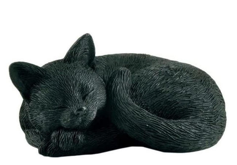 Sleeping Cat Curled Up 3 inch Black