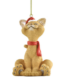 Whimsical Happy Cat Christmas Ornament (Orange)