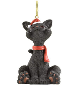 Whimsical Black Cat Christmas Ornament